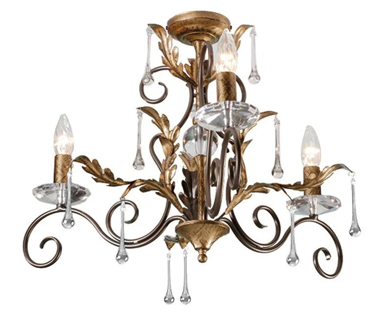 Rustic Wood Chandeliers for Country - Style HousesStanton Bronze/Gold 3 Arm Chandelier - ID 7539
