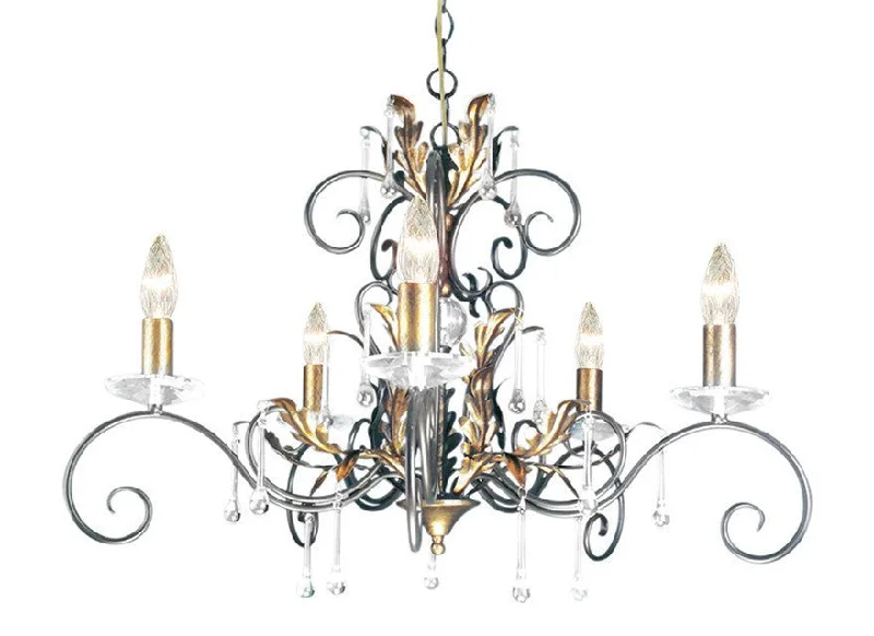 Chandeliers with Clear Crystal for a Sparkling EffectStanton Black/Silver 5 Arm Chandelier - ID 7036