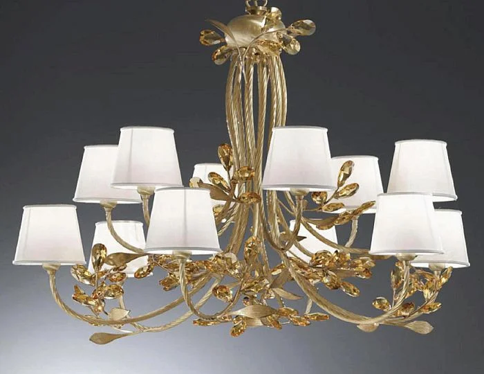 Bohemian - Style Beaded Chandeliers for Eclectic DecorAmber Lead Crystal Chandelier With Cream Shades