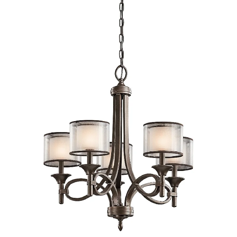 Chandeliers with Colored Glass for a Splash of ColorAnerley Bronze Decorative 5 Light Chandelier - ID 7443