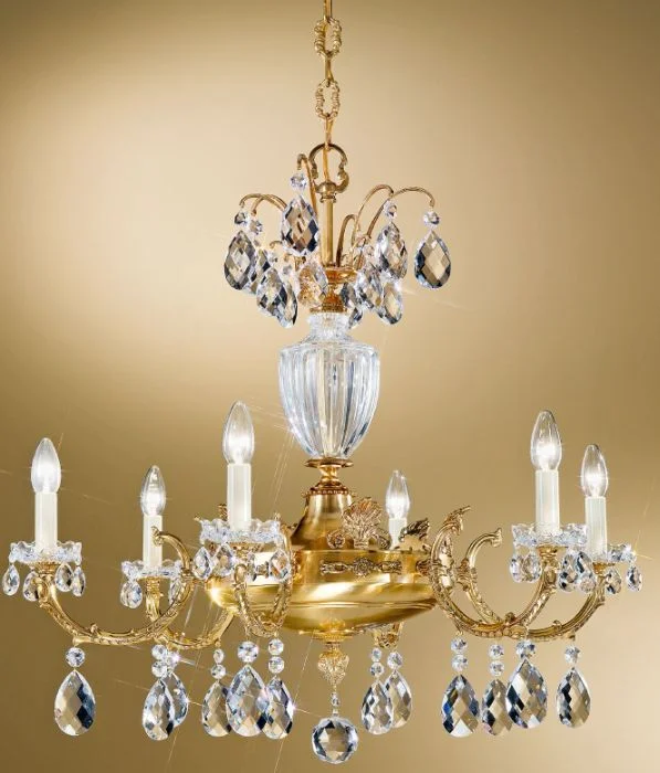 Chandeliers with Metal Frames in Copper FinishAntique French Gold Chandelier With Bohemian Crystals