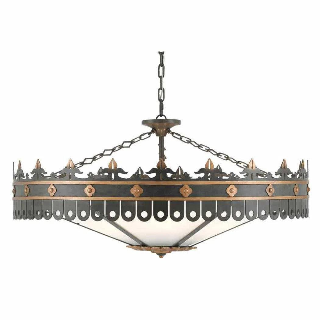 Victorian - Inspired Chandeliers with Ornate DetailsAntique Gold Moss Gray Berkeley Chandelier