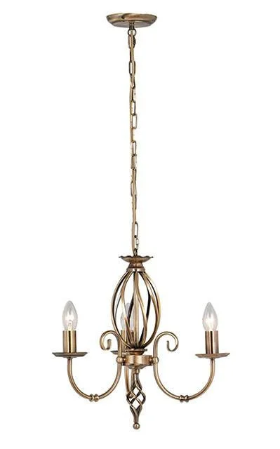Chandeliers with Adjustable Height for Custom InstallationBarton Brass 3 Arm Chandelier - ID 7604