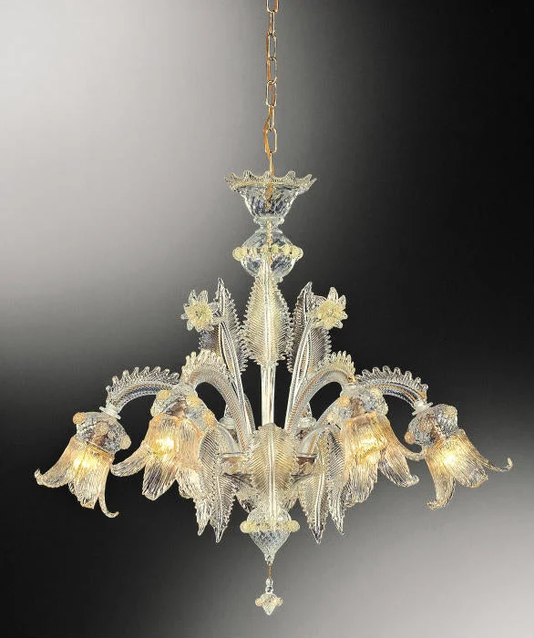 Victorian - Inspired Chandeliers with Ornate DetailsBeautiful Murano Chandelier With Clear & Gold Glass Decoration