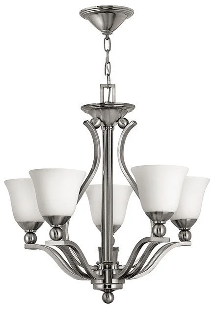 Chandeliers with Metal Frames in Black FinishBond Brushed Nickel 5 Lamp Chandelier - ID 6092