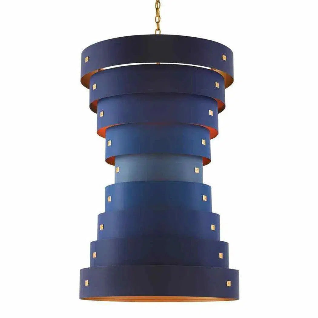 Chandeliers with Frosted Glass for a Softer Light DiffusionBlue Gold Leaf New Gold Leaf Graduation Large Chandelier