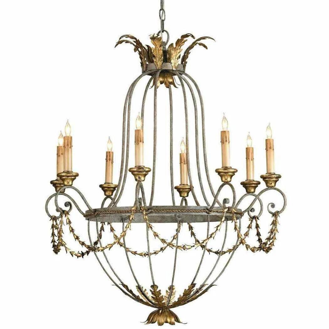 Victorian - Inspired Chandeliers with Ornate DetailsEtruscan Gold Leaf Elegance Chandelier