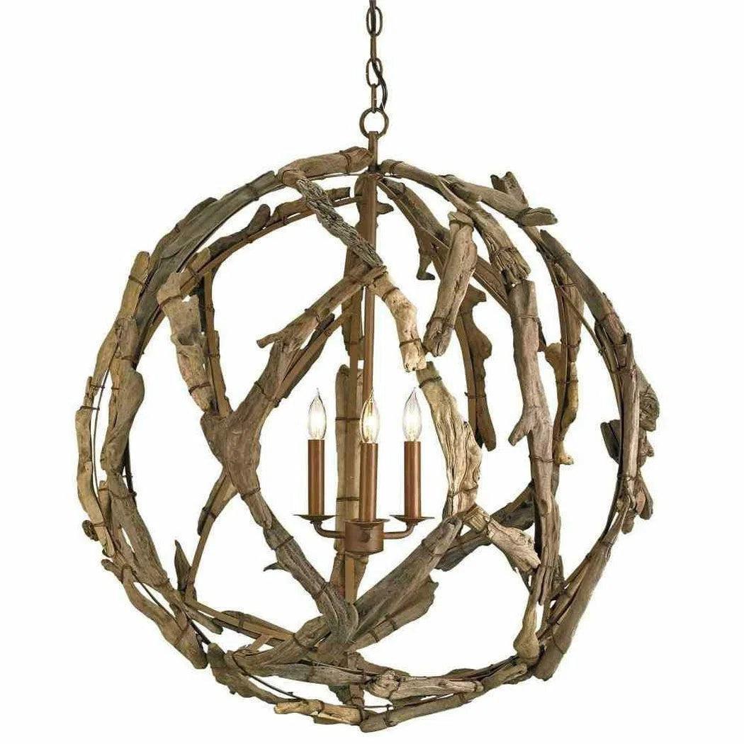 Chandeliers with Frosted Glass for a Softer Light DiffusionNatural Washed Driftwood Orb Chandelier