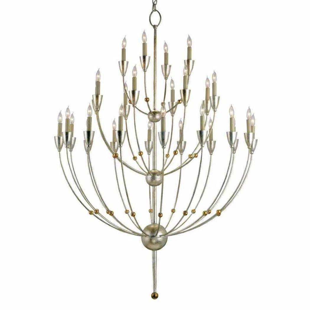 Chandeliers with Clear Crystal for a Sparkling EffectSilver Granello Gold Leaf Paradox Chandelier