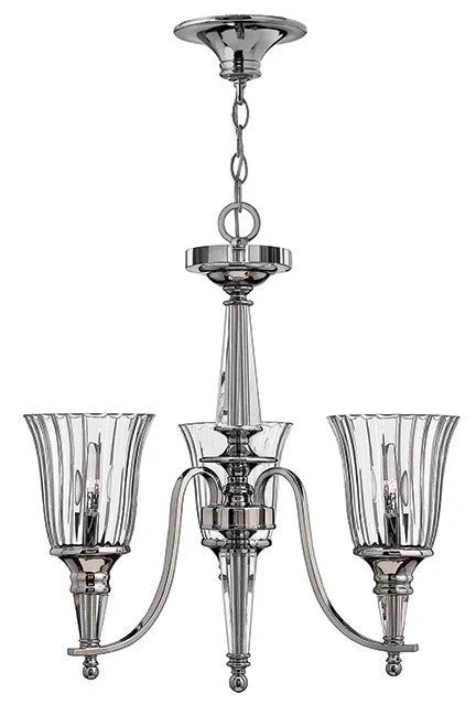 Chandeliers with Metal Frames in Copper FinishHarrow Polished Sterling Metal 3 Lamp Chandelier - ID 6097