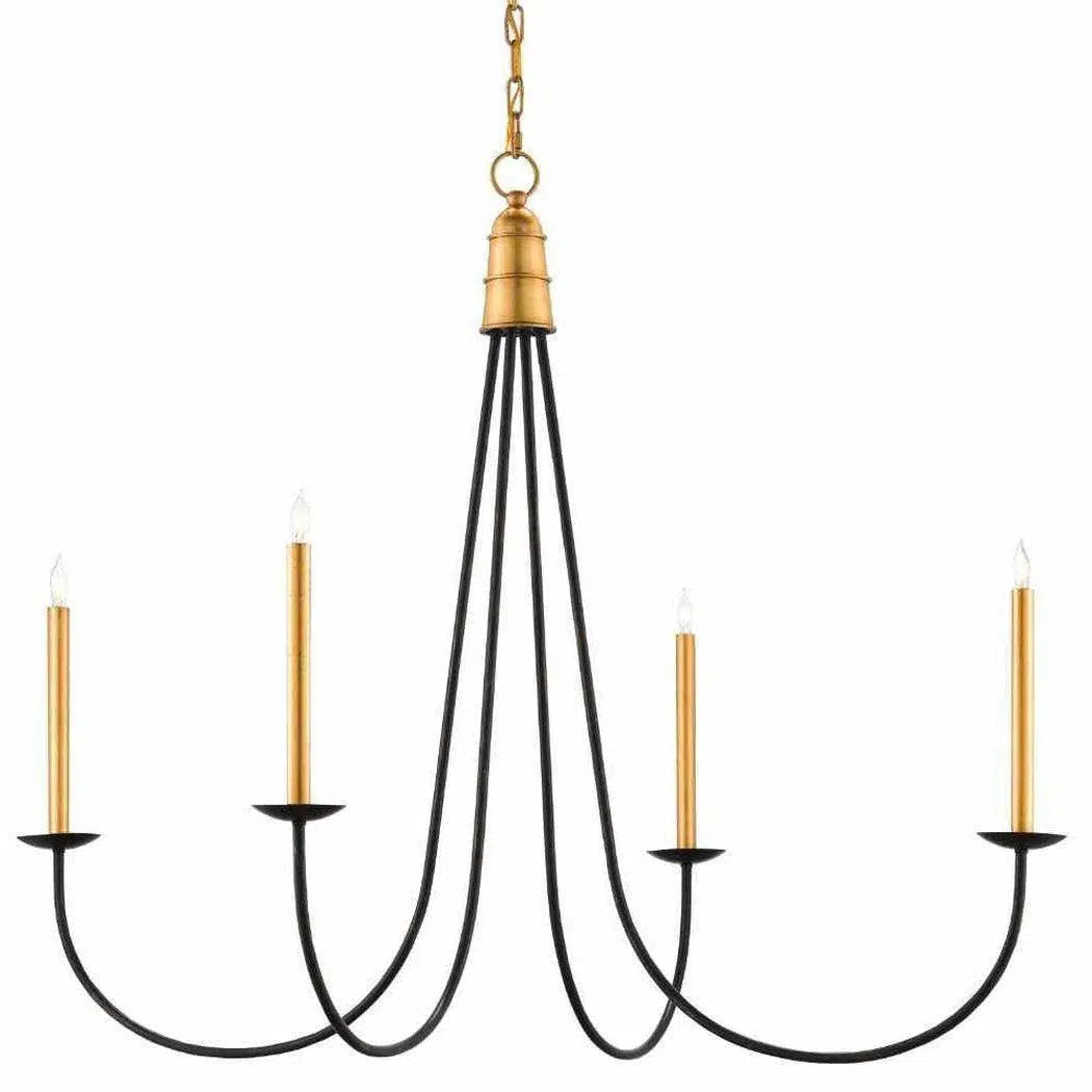 Traditional Brass Chandeliers for Classic InteriorsChinois Antique Gold Leaf Black Ogden Chandelier