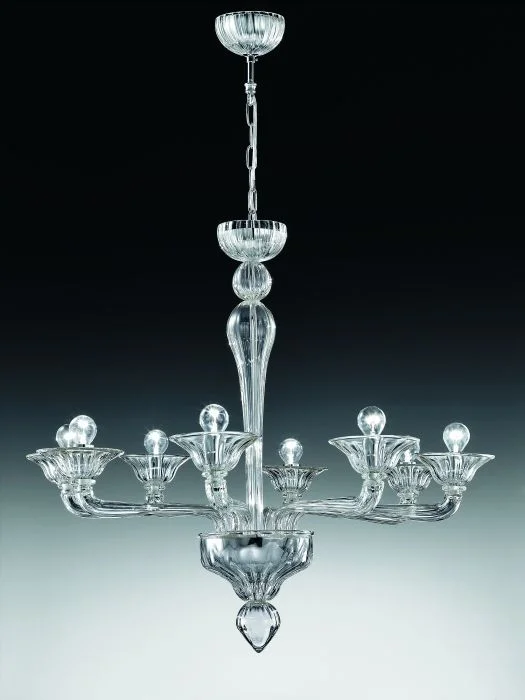 Chandeliers with Metal Frames in Bronze FinishClassic 8 Arm Venetian Style Glass Chandelier