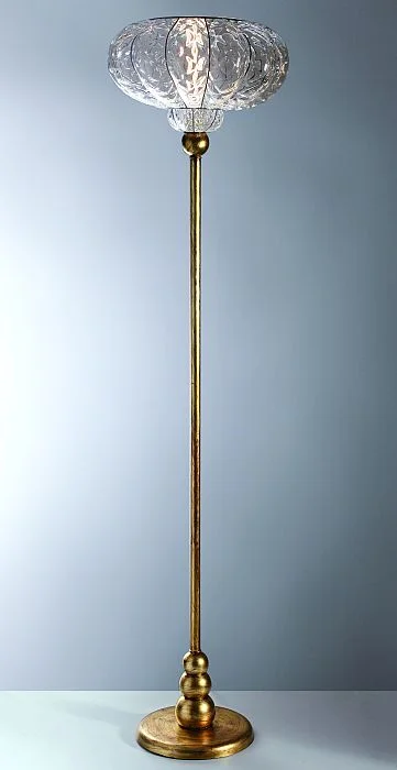 Traditional Brass Chandeliers for Classic InteriorsClear Venetian Balloton Glass Floor Lamp With Gold Leaf Base