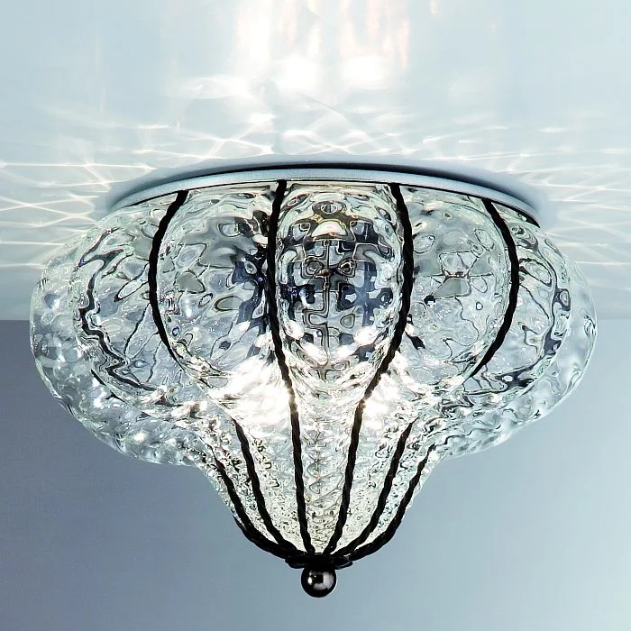 Chandeliers with Dimmable Lights for Ambiance ControlClear Murano Crystal Ceiling Light With Baloton Finish