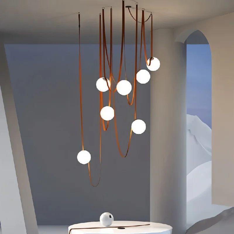 Mid - Century Modern Chandeliers for Vintage AppealCorium Leather Glass Chandelier