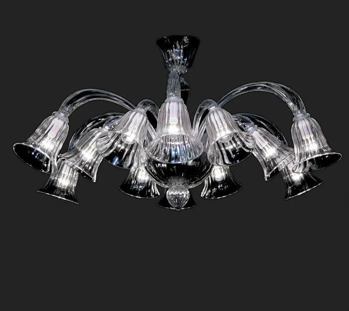 Ceiling - Mounted Chandeliers for Standard CeilingsCustom 10 Light Clear Murano Glass Chandelier For Low Ceilings