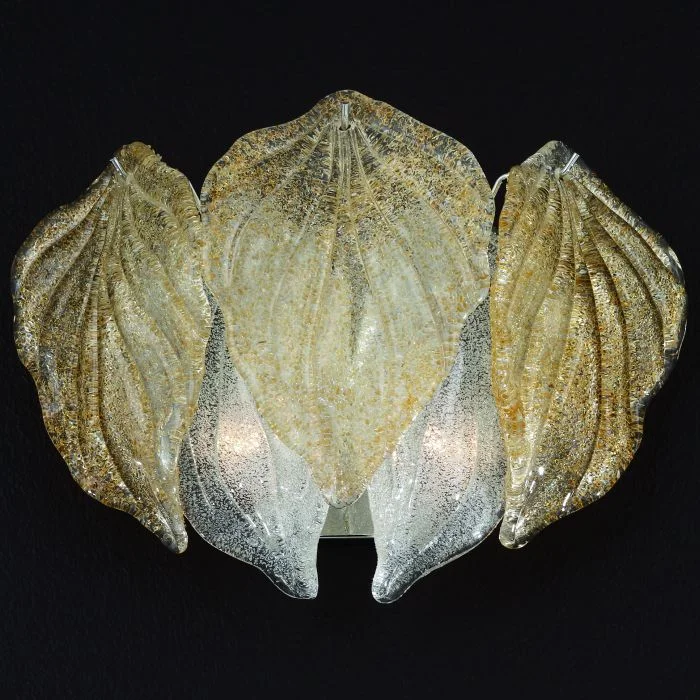 Rustic Wood Chandeliers for Country - Style HousesCustom Amber & Clear Piastra Glass Leaf Wall Light