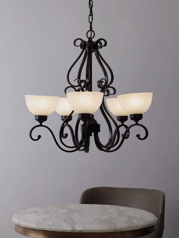 Chandeliers with Metal Frames in Black FinishElmer 5-Lamp Chandelier