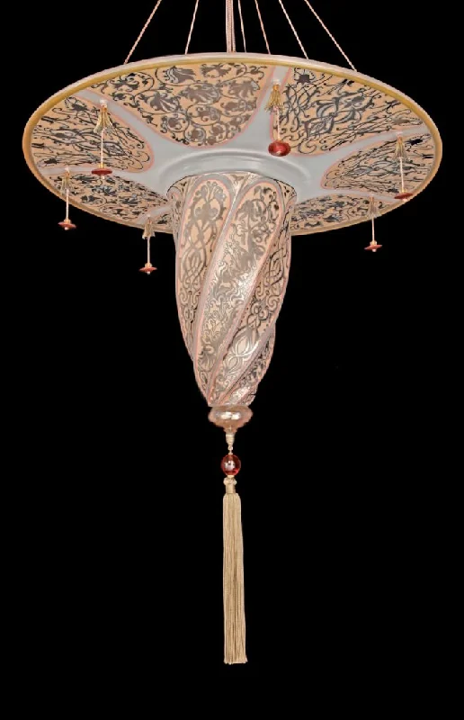 Chandeliers for High Ceilings to Fill Vertical SpaceFortuny Style Ceiling Light With Art Nouveau Design