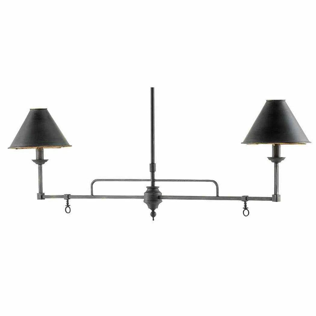 Mid - Century Modern Chandeliers for Vintage AppealFrench Black Gold Leaf Interior Prosperity Rectangular Chandelier