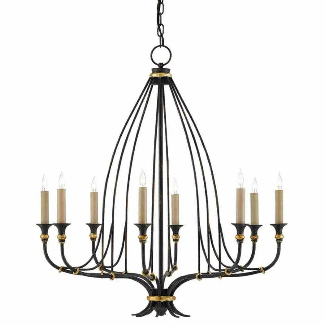 Large Chandeliers for Grand Halls and FoyersFrench Black Gold Leaf Folgate Chandelier