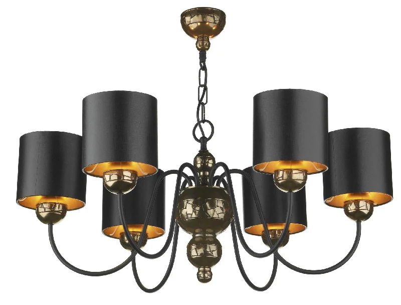 Minimalist Chandeliers for Sleek and Simple InteriorsGarbo Bronze and  Black 6 Arm Chandelier -ID 3856