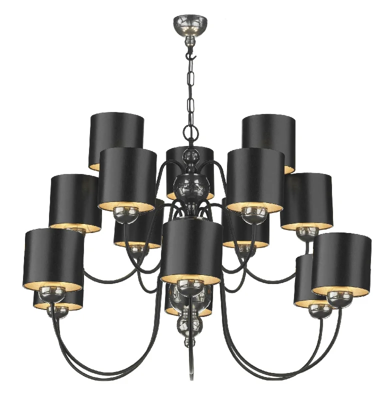 Minimalist Chandeliers for Sleek and Simple InteriorsGarbo Pewter and Black 15 Arm Chandelier - ID 3868