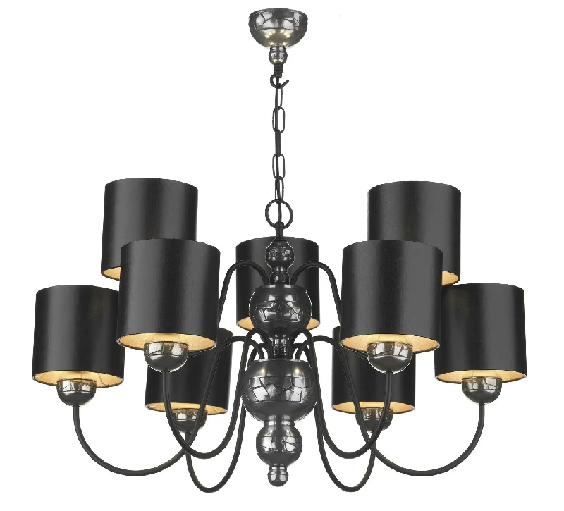 Chandeliers with Multiple Lights for Maximum IlluminationGarbo Pewter and Black 9 Arm Chandelier - ID 3863
