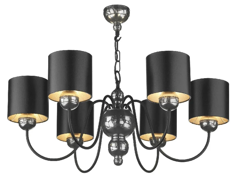 Incandescent Chandeliers for a Warm and Traditional GlowGarbo Pewter and Black 6 Arm Chandelier - ID 3853