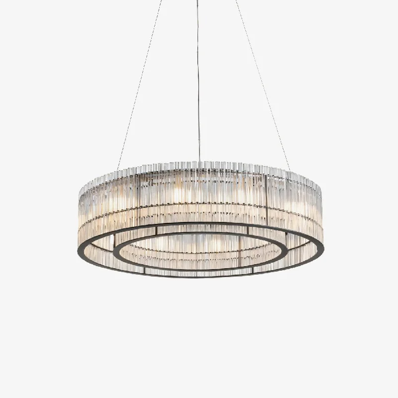 Chandeliers with Metal Frames in Copper FinishGlass Tube Ring Chandelier