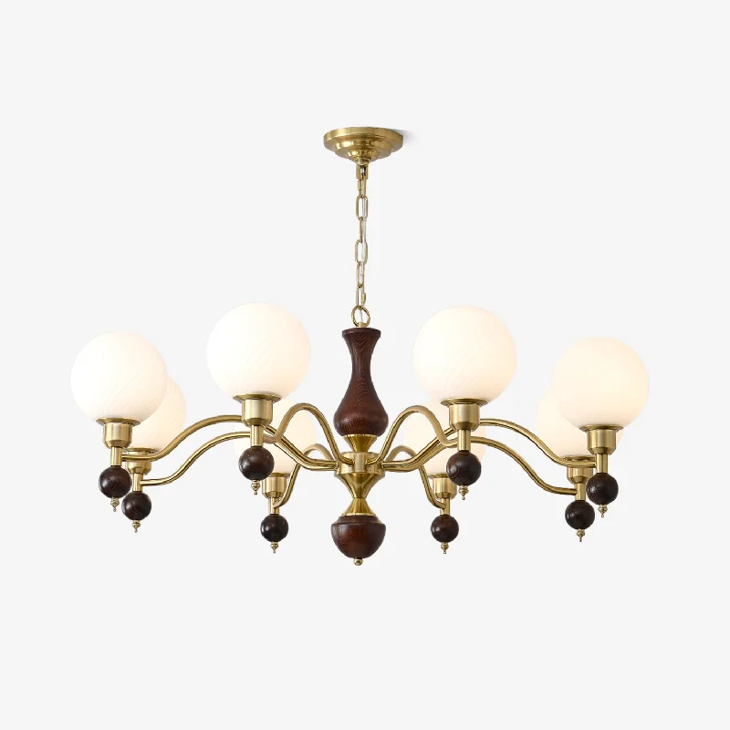 Chandeliers with Adjustable Height for Custom InstallationGlobe Orb Wood Chandelier