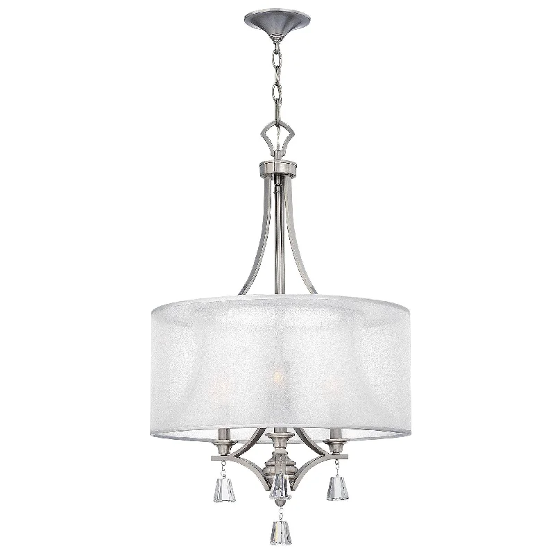 Chandeliers with Dimmable Lights for Ambiance ControlThe Hyde Nickel and Crystal 3 Light Pendant Chandelier - ID 7201