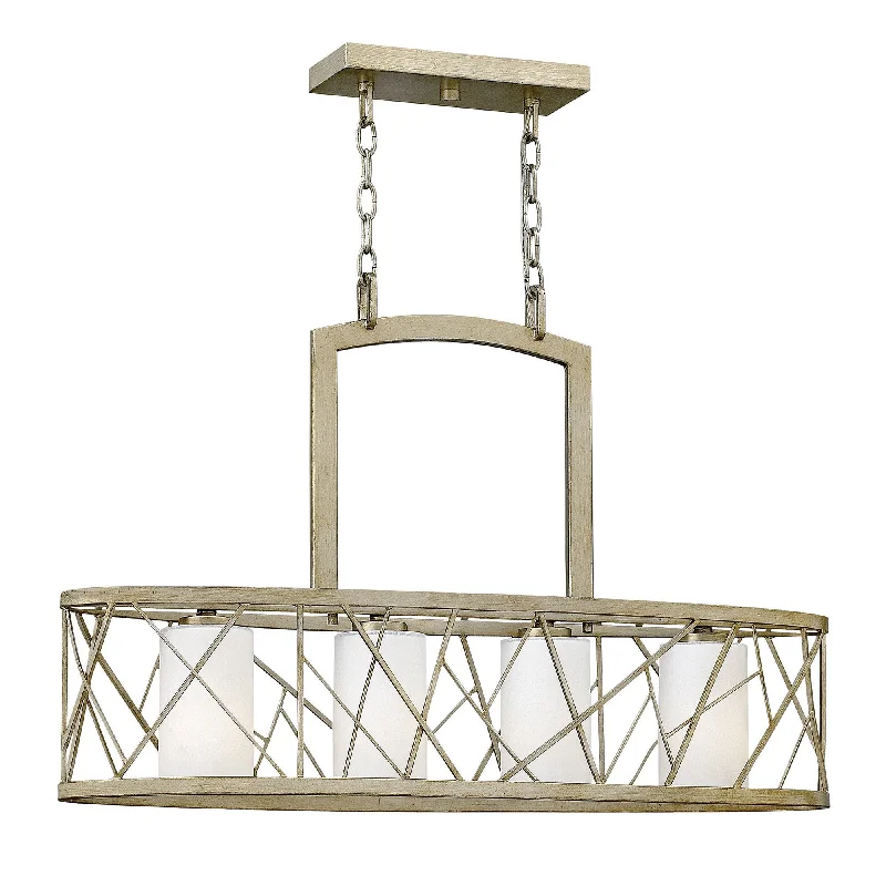 Chandeliers with Metal Frames in Black FinishCroydon Soft Silver Gold 4 Light Island Chandelier - ID 7068