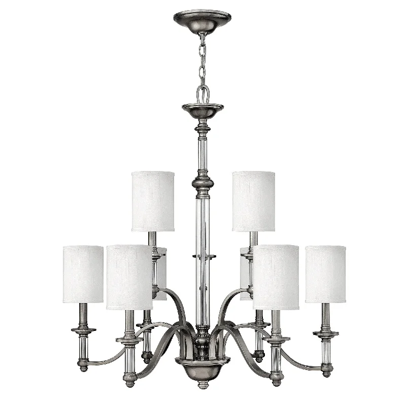 Chandeliers for Low Ceilings to Avoid OvercrowdingHyde Park Brushed Nickel 9 Light Chandelier - ID 7151