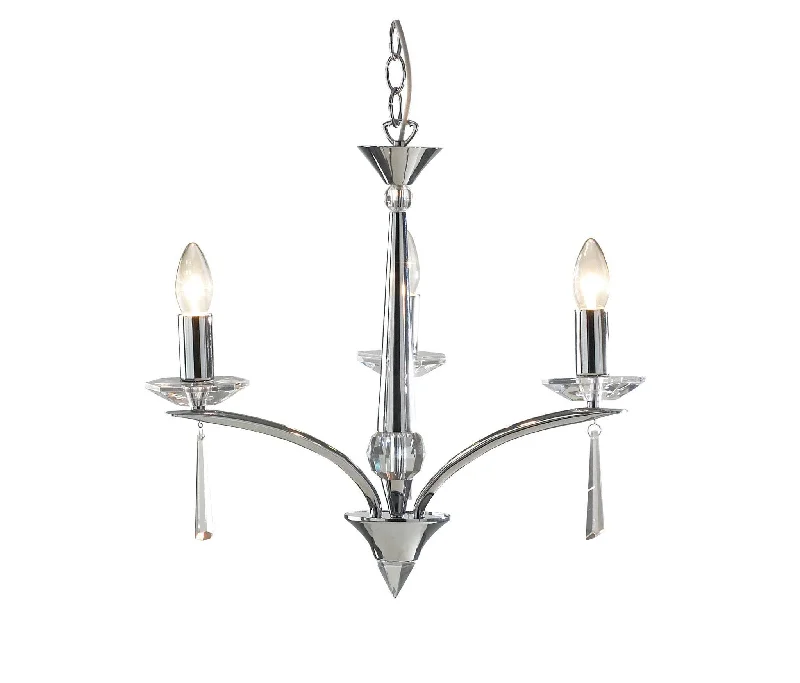 Chandeliers with Metal Frames in Black FinishStrand Polished Chrome and Crystal 3 Arm Chandelier - ID 1783