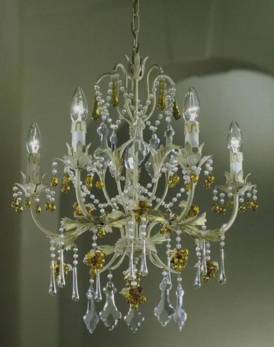 Chandeliers with Multiple Lights for Maximum IlluminationIvory & Gold 5 Arm Chandelier With Murano Glass Fruits