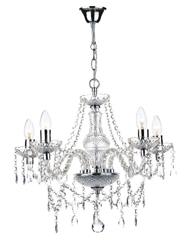 Chandeliers with Metal Frames in Silver FinishUpminster Polished Chrome and Glass 5 Arm Chandelier - ID 4006