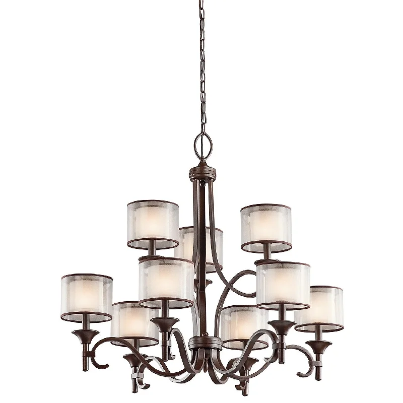French Country Chandeliers with a Romantic AuraAnerley Bronze 9 Light Chandelier - ID 7602
