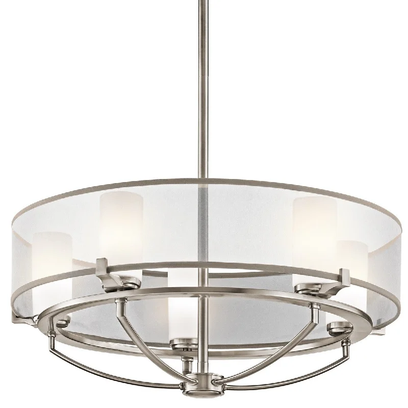 Chandeliers with Sputnik - Style Design for a Futuristic VibeCypress Organza Drum Shade 5 Light Chandelier - ID 7289