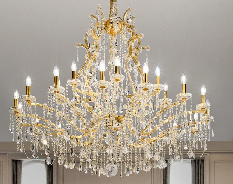 Chandeliers with Frosted Glass for a Softer Light DiffusionLarge Crystal Maria Therese Showcase Chandelier