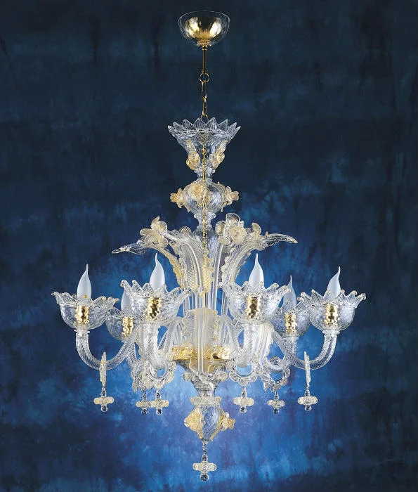 French Country Chandeliers with a Romantic AuraLuxury Muranese 6 Light Chandelier In A Range Of Colours