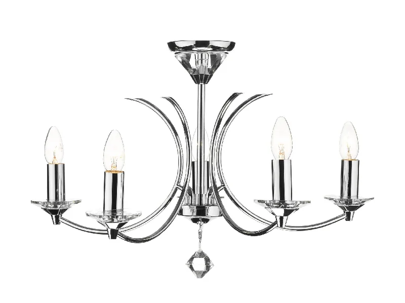 Small Chandeliers for Compact RoomsPiccadilly Polished Chrome 5 Arm Ceiling Light - ID 4126