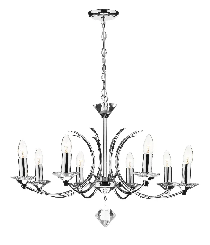 Victorian - Inspired Chandeliers with Ornate DetailsPiccadilly Polished Chrome 8 Arm Ceiling Light - ID 4128