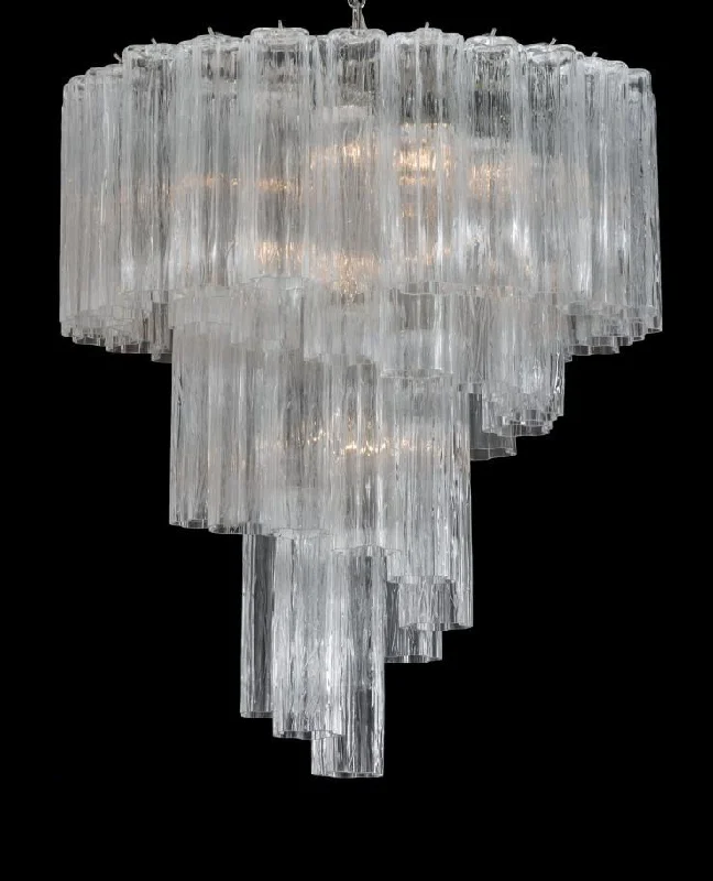 Chandeliers with Dimmable Lights for Ambiance ControlMid-Century  Tronchi Chandelier In Murano Glass With Chrome Or Gold Spiral Frame