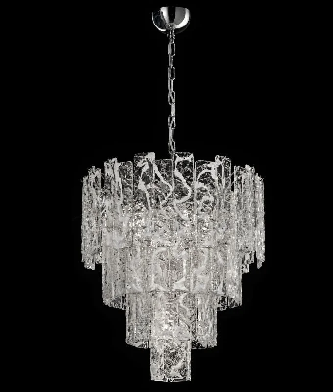Ceiling - Mounted Chandeliers for Standard CeilingsMid-Century White Corteccia Glass Chandelier In Custom Sizes