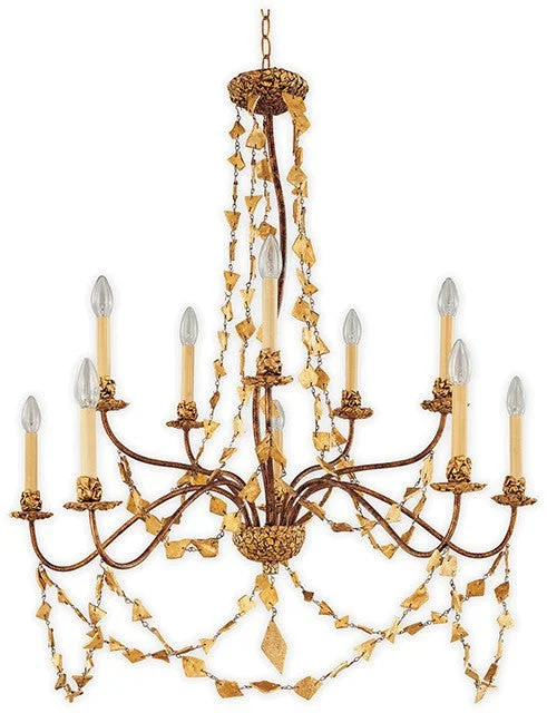 Small Chandeliers for Compact RoomsHatchlands Gold and 10 Arm Chandelier - ID 7279