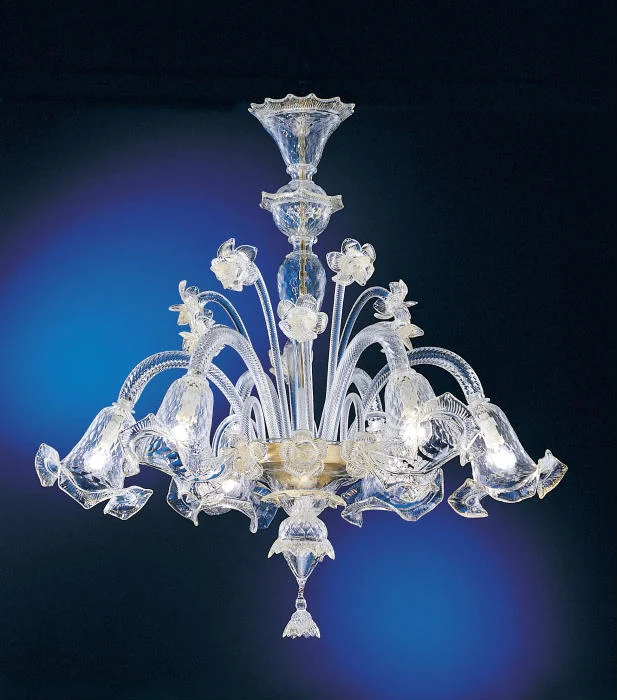 Chandeliers with Multiple Lights for Maximum IlluminationMurano 6 Light Chandelier With Delicate Clear Glass Flowers