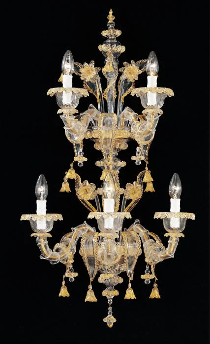 Rustic Wood Chandeliers for Country - Style HousesMurano Clear Glass & Gold Wall Sconce In The Rezzonico Style