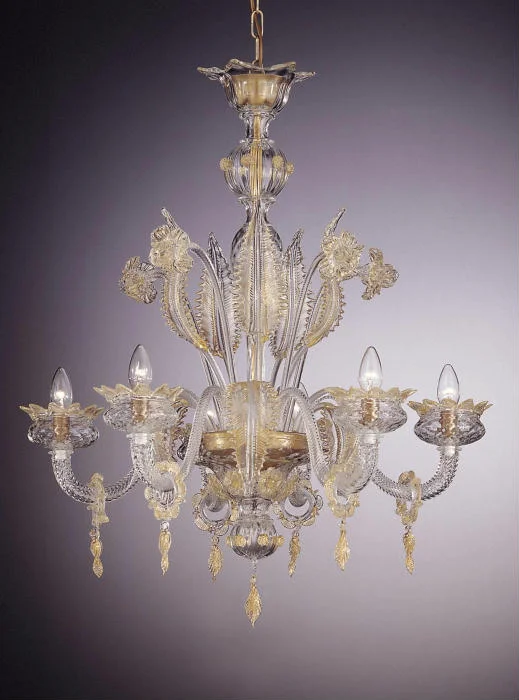 Chandeliers with Sputnik - Style Design for a Futuristic VibeMurano Crystal Chandelier With Gold Leaves And Flowers
