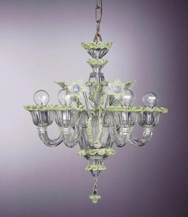 Chandeliers for Living Rooms to Create a Focal PointMurano  Crystal Chandelier With Green And Blue Flowers